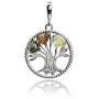 Multicolor Amber Sterling Silver Lucky Tree Pendant Necklace Chain 18''