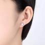 AILUOR Opal Jewelry Set, Sterling Silver Created Simulated Gemstone Round Halo Solitaire Pendant Necklace and Stud Earrings Set