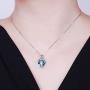Brishow Fashion Bride Wedding Silver Pendant Necklace Chain Blue Rhinestone Lover Heart Pendant Necklaces Crystal Bridal Chains Jewelry Accessories for Women and Girls