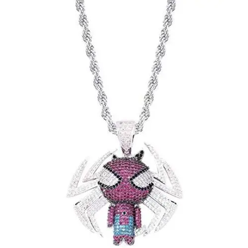 KMASAL Jewelry Iced Out Personality Fashion Spider Pendant 18K Gold Plated Bling CZ Simulated Diamond Hip Hop Necklace for Men Women KMASAL Jewelry Iced Out Personality Fashion Spider Pendant 18K Gold Plated Bling CZ Simulated Diamond Hip Hop Necklace for Men Women