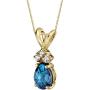 Peora Created Alexandrite Pendant in 14K Yellow Gold with Genuine Diamonds, Elegant Pear Shape Solitaire, 1 Carat