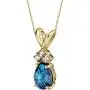 Peora Created Alexandrite Pendant in 14K Yellow Gold with Genuine Diamonds, Elegant Pear Shape Solitaire, 1 Carat
