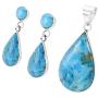 Matching Set Turquoise & Gemstone 925 Sterling Silver (Pendant, Earrings, Necklace 20'') (Turquoise)