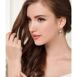 Teardrop CZ Bridal Earring Women’s Elegant Sterling Silver Cubic Zirconia Cluster Floral Leaf Crystal Rhinestone Wedding Dangle Drop Earring for Bride Bridesmaids Mother of Bride Party Prom