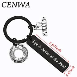 CENWA Swimming Lover Gift Life is Better at The Pool Swimming Keychain Swim Team Gift Swim Jewelry for Swimmers