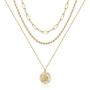 Layered Gold Coin Necklaces for Women, 14K Gold Plated Coin Pendant Vintage Medallion Necklace Heart Crescent Rope Chain Herringbone Snake Cuban Paperclip Chain Coin Necklaces for Women Jewelry