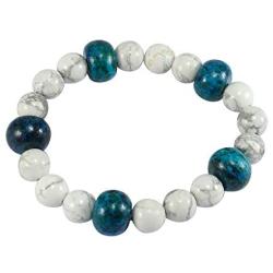 Silvesto India Chrysocolla & Howlite Gemstone Stretchable Bracelet