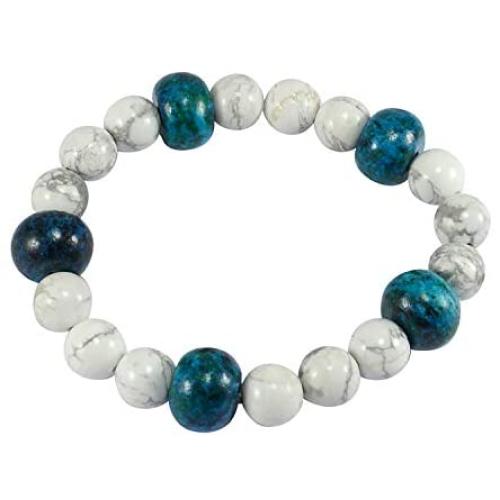 Silvesto India Chrysocolla & Howlite Gemstone Stretchable Bracelet
