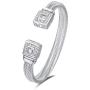 UNY Designer Inspired Jewelry Double Cable Wire Square CZ Antique Bangle Elegant Beautiful