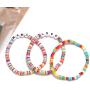 Heishi Bracelets for Women Colorful Vinyl Disc Bead Stretch Bracelets Stackable Beach Surf Letter Strand Bracelets for Girls Birthday Party Gifts