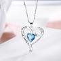 EVER FAITH Mothers Day Birthday Gift 925 Sterling Silver CZ''I Love You Mom'' Heart Pendant Necklace