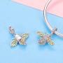 Insect Charm 925 Sterling Silver bee,Butterfly, Dragonfly, Animal Charms Fit on 3mm Pandora Snake Chain Bracelet