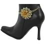 TFJ Women Western Fashion Jewelry Boot Bracelet Gold Metal Chain Shoe Anklet Brown Flower Bling Charm