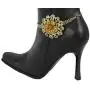 TFJ Women Western Fashion Jewelry Boot Bracelet Gold Metal Chain Shoe Anklet Brown Flower Bling Charm