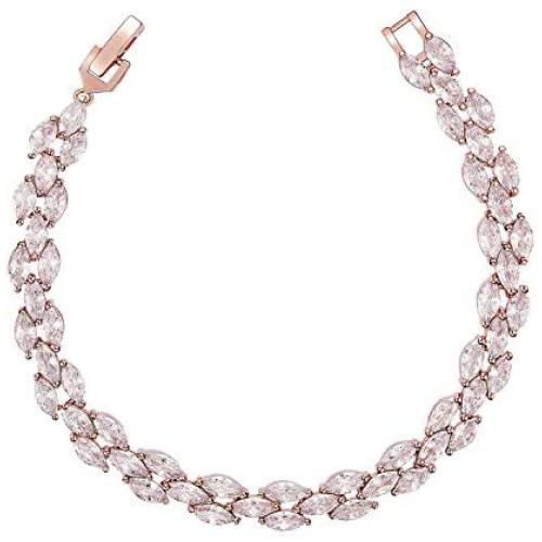 SWEETV Cubic Zirconia Wedding Bridal Bracelets Jewelry for Brides,Bridesmaid,Women