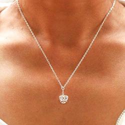 Yalice Minimalist Crown Pendant Necklace Chain Short Crystal Necklaces Jewelry for Women and Girls