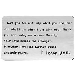 Gzrlyf Engraved Wallet Card Insert Metal Love Note Cards for Him Her I Love You for Not Only What You are