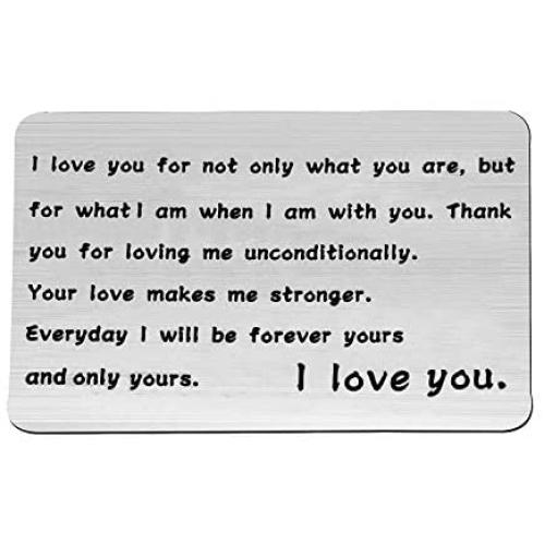 Gzrlyf Engraved Wallet Card Insert Metal Love Note Cards for Him Her I Love You for Not Only What You are