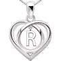 ALOV Jewelry Sterling Silver Initial Letter Alphabet Love Heart Cubic Zirconia Pendant Necklace ALOV Jewelry Sterling Silver Initial Letter Alphabet Love Heart Cubic Zirconia Pendant Necklace