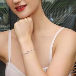 CDE Infinity Heart Symbol Charm Bracelet for Women 925 Sterling Silver Adjustable Mothers Day Jewelry Gift Birthday Gift for Mom Women Wife Girls Her