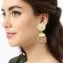 Aheli Indian Traditional Wedding Festive Wear Floral Enamel Jhumki Jhumka Earrings with Beaded Tassel Ethnic Fashion Party Jewelry for Women Girls