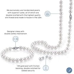 7-8mm Freshwater Cultured Pearl Set for Women Includes Necklace, Bracelet, and Earrings with 14K Gold - THE PEARL SOURCE