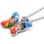 Shop LC Butterfly Flower Pendant Murano Millefiori Glass Chain Fashion Necklace Stainless Steel Jewelry for Women Unique Gifts (Multi Color/Green)