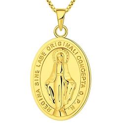 YL Virgin Mary Necklace Solid 925 Sterling Sliver Engraved Pendant Oval Medal Medallion Antiqued Jewelry