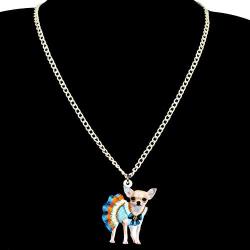 NEWEI Acrylic Sweet Chihuahua Dog Puppy Necklace Chain Pendant Collar Fashion Animal Pet Jewelry for Women Gifts Charm