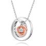 925 Sterling Silver Rose Flower Urn Necklace for Ashes - Engraved No Longer by My Side Forever in My Heart Double Rings Cremation Jewelry Keepsake Memorial Gift