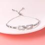 925 Sterling Silver Knot Inspirational Bracelet Engraved''Always My Sister, Forever My Friend'' Adjustable Sisters Bracelets Friendship Jewelry for Women