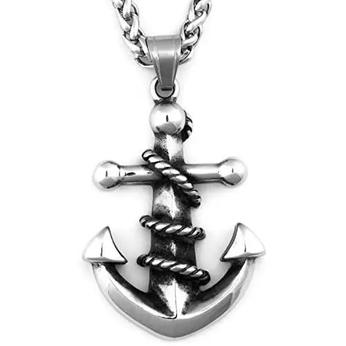 Warvik Anchor Nautical Necklace Skull Pendant Good Luck Protection, Stainless Steel Jewelry Mens Womens Wheat Chain 20/28inch Warvik Anchor Nautical Necklace Skull Pendant Good Luck Protection, Stainless Steel Jewelry Mens Womens Wheat Chain 20/28inch