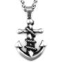 Warvik Anchor Nautical Necklace Skull Pendant Good Luck Protection, Stainless Steel Jewelry Mens Womens Wheat Chain 20/28inch