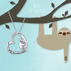 JUSTKIDSTOY Sloth Necklace Sterling Silver “Slow Down Be Happy” Slider Sloths Stuffed Animal Pendant Jewelry Charm Gifts for Women