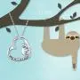 JUSTKIDSTOY Sloth Necklace Sterling Silver “Slow Down Be Happy” Slider Sloths Stuffed Animal Pendant Jewelry Charm Gifts for Women