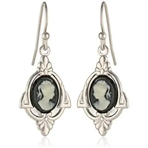 1928 Jewelry Embellish Vintage-Inspired Cameo Drop Earrings