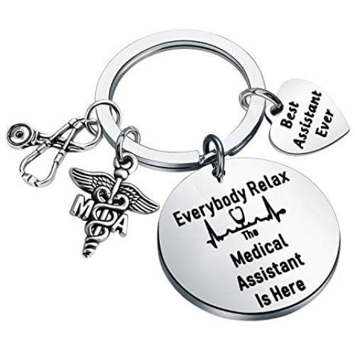 PENQI Medical Assistant Keychain MA Gift Everybody Relax The Medical Assistant is Here Keychain Medical Assistant Appreciation Gift Thank You Gift