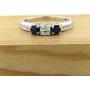 Dazzlingrock Collection 14K White Diamond And Blue Sapphire Ladies Vintage Bridal 3 Stone Engagement Ring, White Gold