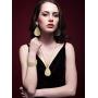 4 Pieces Womens Glitter Jewelry Set Bridal Wedding Multi-Layer Bracelet Faux Leather Dangle Earrings Necklace (Gold)