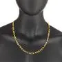 The Bling Factory 7mm 24k Yellow Gold Plated Stainless Steel Flat Figaro Chain Necklace The Bling Factory 7mm 24k Yellow Gold Plated Stainless Steel Flat Figaro Chain Necklace