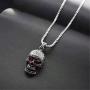 Suger Skull Pendant Necklace for Men with Red CZ Eyes Stainless Steel Pendant with Chain for Women Men Rapper Punk Hip Hop Jewelry