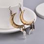 Lux Accessories burnished Gold Celestial Cresent Moon Star Charm Dangle Earrings
