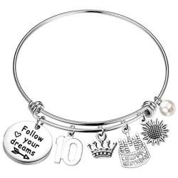 FAADBUK Happy Birthday Gift Bracelet for Her Birthday Cake Charm Bracelets 10th 20th 30th 40th 50th Birthday Adjustable Inspiration Gifts Bracelets for Family Friend