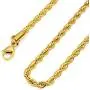 Three Keys Jewelry Mens 18K Gold Plated Rope Chain for Men 4mm Stainless Steel Gold Chain Necklace Long Layered Big Gold Necklaces for Boys