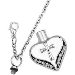 SexyMandala Religious Cross Memorial Urn Necklace for Ashes Cremation Keepsake Pendant Funnel Fill Kit