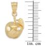 High Polish 10k Yellow Gold Leaf and Fruit Charm Golden Apple Pendant