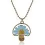 MIXIA Cute Natural Real Sunflower Long Chain Vintage Bead Chain Mushroom Shaped Dried Flower Pendant Necklace