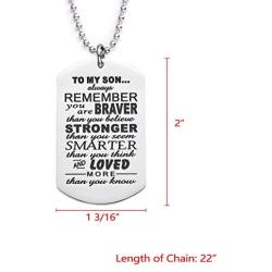 LParkin Son Gifts from Dad Mom Daddy Mommy You are Braver Than You Believe Necklace Jewelry Pendant Dog Tag