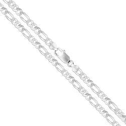 Sterling Silver Flat Figaro Chain 5.3mm-13mm Solid 925 Italy Link Womens Mens Necklace