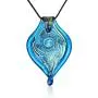 Designer Murano inspired Glass - Aqua blue with gold, yellow, black and red swirls - Twisted Leaf Pendant Necklace Set - Fashion Interchangeable Jewelry - Hypoallergenic - Gift ready